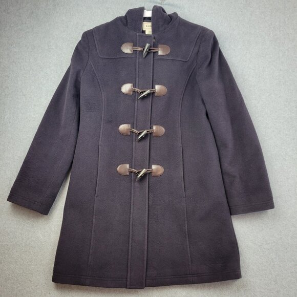 LL Bean Womens Bellandi Wool Jacket Size 10 Thinsulate Lined Pea Coat Toggle - Picture 1 of 13